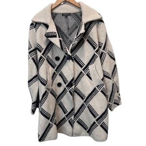 Parisian Chic Quiet luxury Black & Ivory Keniston Women Peacoat Checkered XL